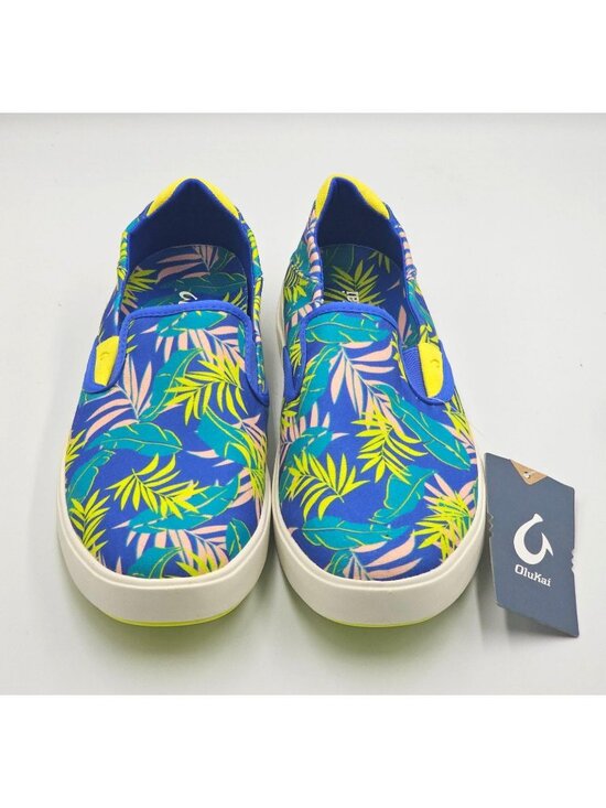 NWT OluKai Men\'s Laeahi Pai Sunset Blue Aloha Canvas Slip-On Sneakers Sz 10 2845 main image 11